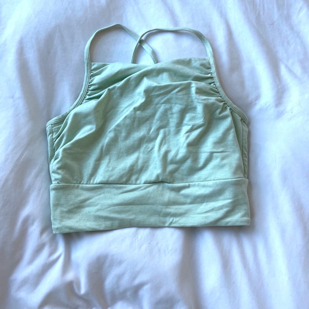 Manduka Wrap Up Brallette Crop Tank, M Seafoam